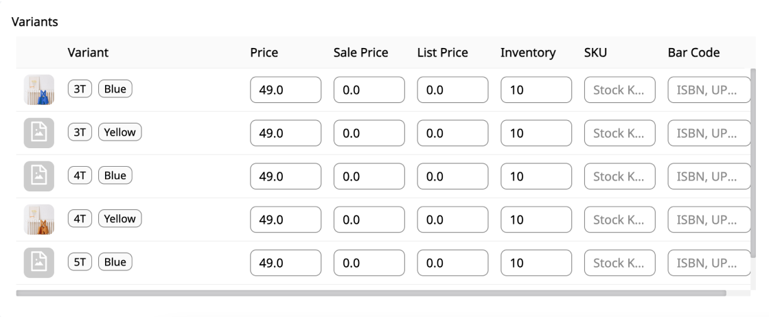 Variant-level inventory control